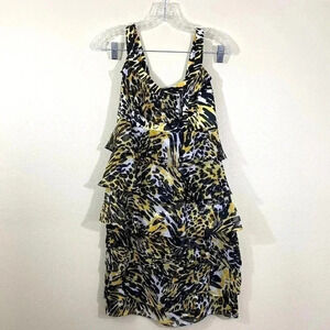 Cache Yellow, Black and White Tiered Animal-Print Skirt Set